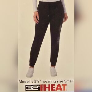 32 Degrees Heat Womens Jogger Pants Large Black Lounge Fleece Lined Athleisure